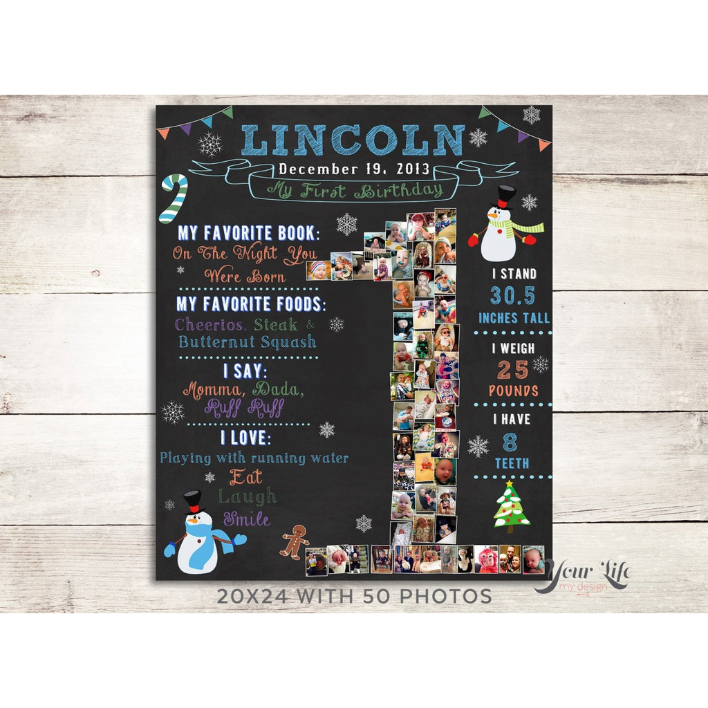 Winter Wonderland - 1st Birthday Photo Collage