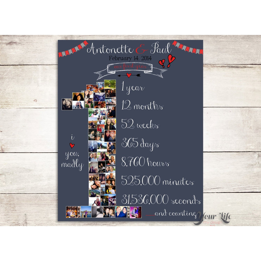 1st Anniversary, Number &#39;1&#39; with &#39;Banners&#39; Photo Collage
