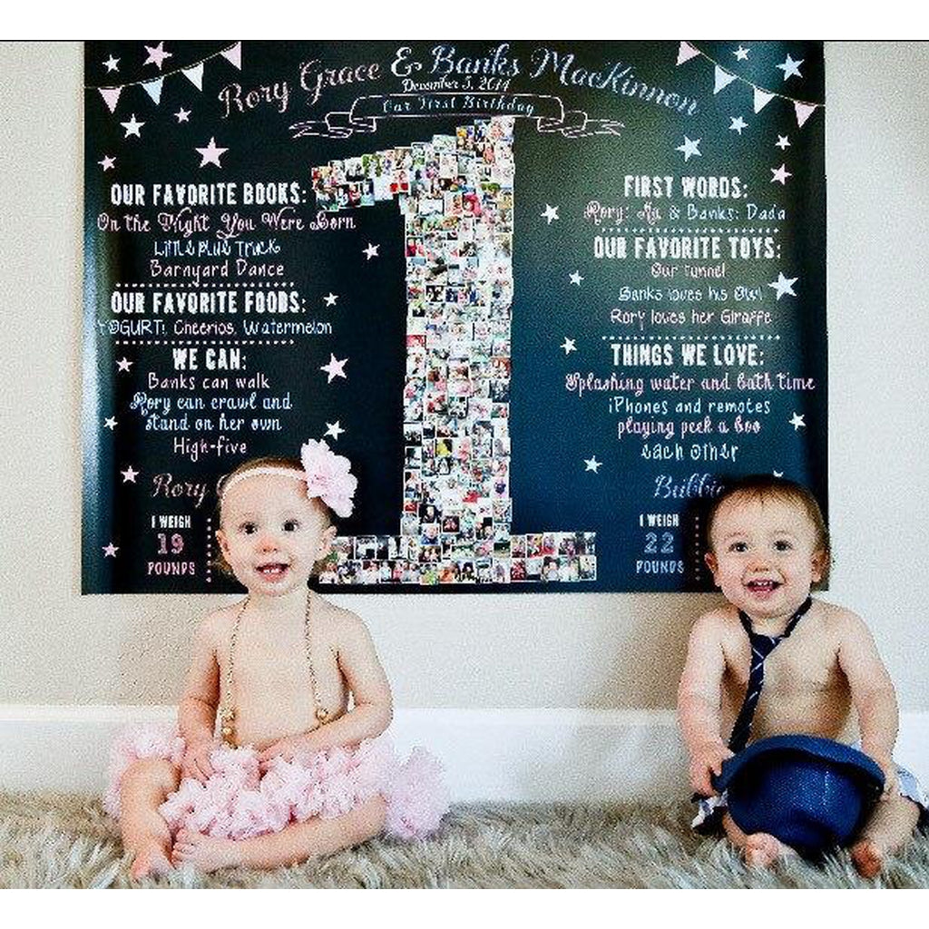 Twins 1st Birthday Photo Collage - Bows and Bowties Party