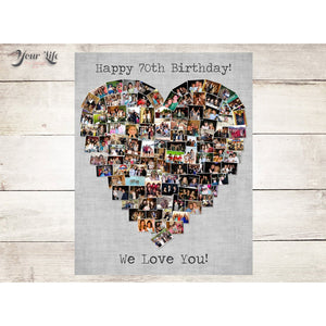 70th Birthday Heart Photo Collage