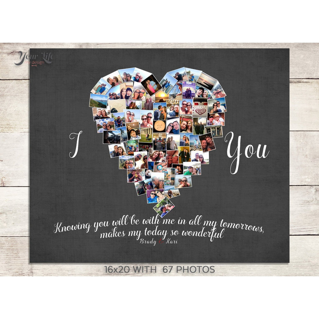 I Love You To The Moon &amp; Back, Heart Shape, Custom Photo Canvas Prints