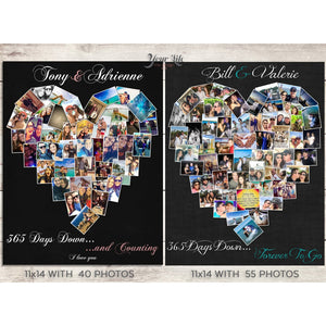 Mr. & Mrs. First Anniversary Gift Photo Collage with Glitter