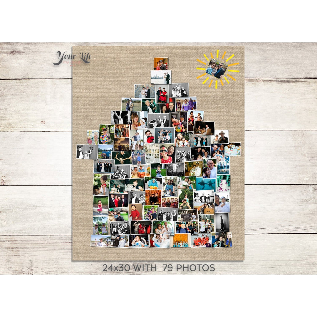 House Photo Collage, Personalized Family Home Print Framed Canvas