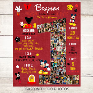 Mickey Mouse, red - 1st Birthday Photo Collage
