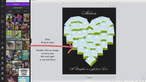 video showing how to drag photos into collage template on canva
