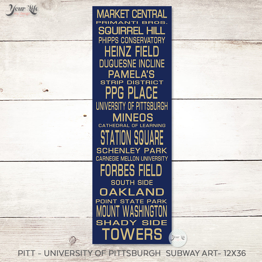 Pittsburgh - PITT Subway Art - 12x36 Canvas