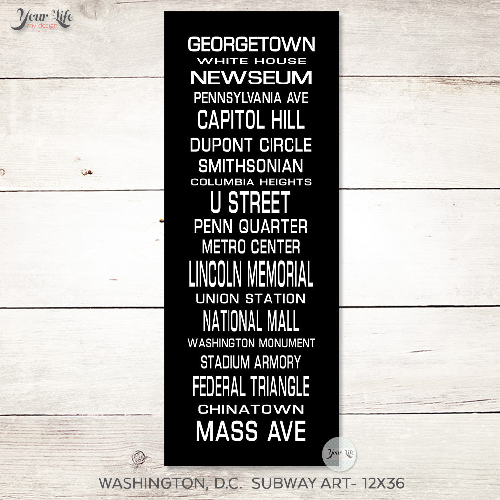 Washington, D.C. - Subway Art - 12x36 Canvas