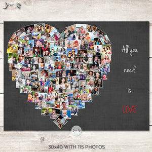 Beatles Quote, Heart Photo Collage