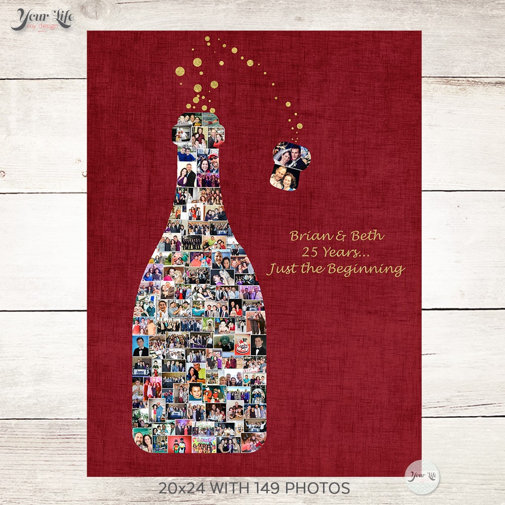 Champagne Anniversary, 25th Anniversary Photo Collage