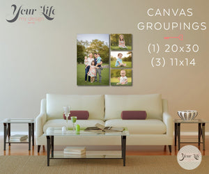 CANVAS GROUPING 1- Premium Quality, Your Images on Canvas, Canvas Clusters ---Grouping 1 includes (1) 20x30 & (3) 11x14s