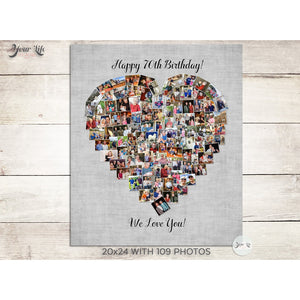 70th Birthday Heart Photo Collage