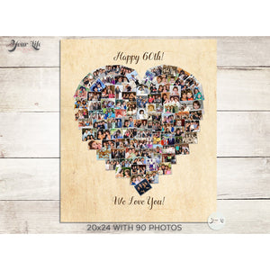 60th Birthday Heart Photo Collage