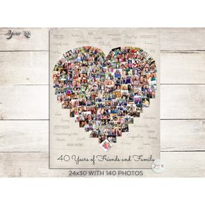 40th Birthday Heart Photo Collage