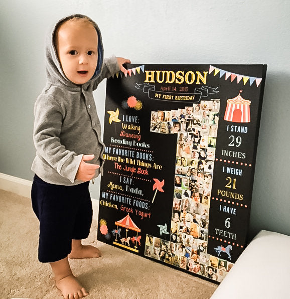 Twins 1st Birthday Photo Collage - Monster Theme Photo Collage
