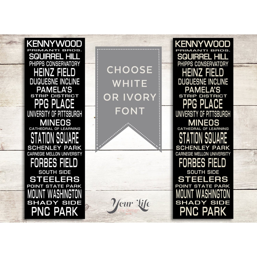Pittsburgh Subway Art - Bus Scroll - Pittsburgh Art, Pittsburgh City Print, Canvas Gallery Wrap - 12x36