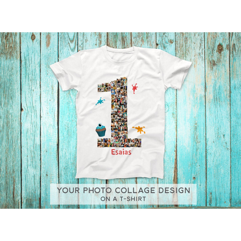 First Birthday Outfit, One Year Shirt, 1st Birthday Outfit, Family Reunion shirts, Birthday Shirt, White T-shirt with Photo Collage