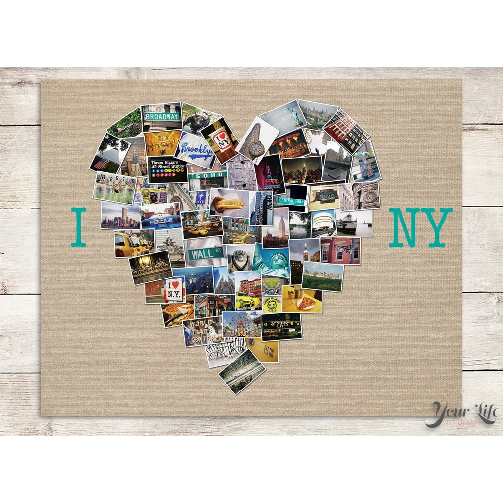 I Love New York Art Print, NYC Decor, NYC Heart Collage Art, New York City Print, New York City, New York Decor
