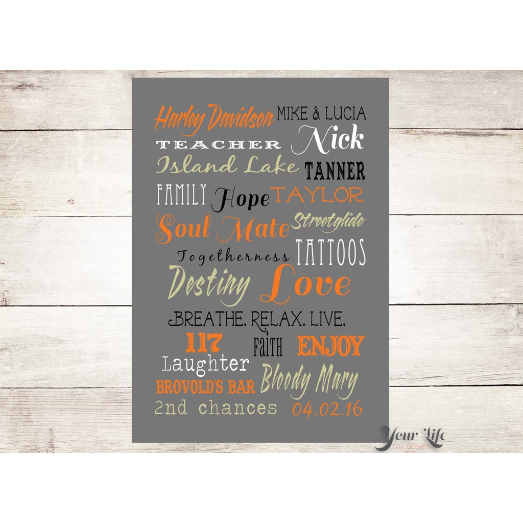 Harley Davidson Personalized Art Print - Subway Art - Wall Art - Family Art Poster - Family Art - Family Rules - Canvas Wall Art
