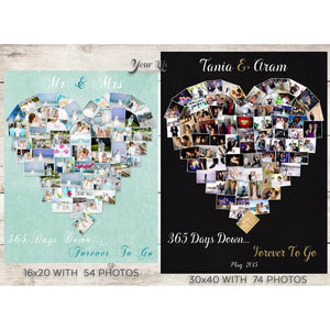 Mr. & Mrs. First Anniversary Gift Photo Collage with Glitter